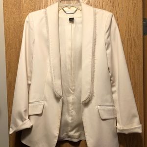 Cream Blazer with Fringe - Size 0